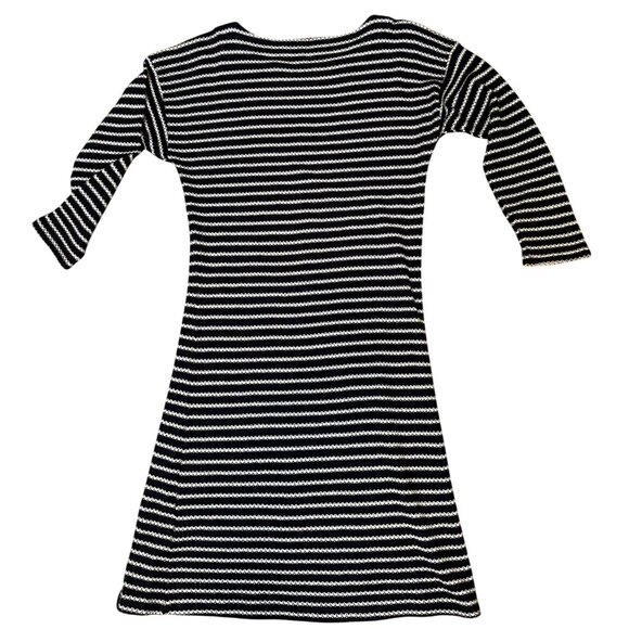 Talbots Navy & White Striped Knit Button‑Shoulder Dress LG Nautical, French Chic - Picture 2 of 6